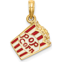 14K Yellow Gold 3D Popcorn Charm with Red and White Enamel Accents by Oro Pregiato