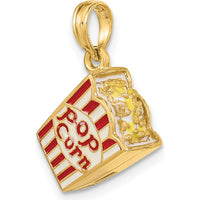 14K Yellow Gold 3D Popcorn Charm with Red and White Enamel Accents by Oro Pregiato