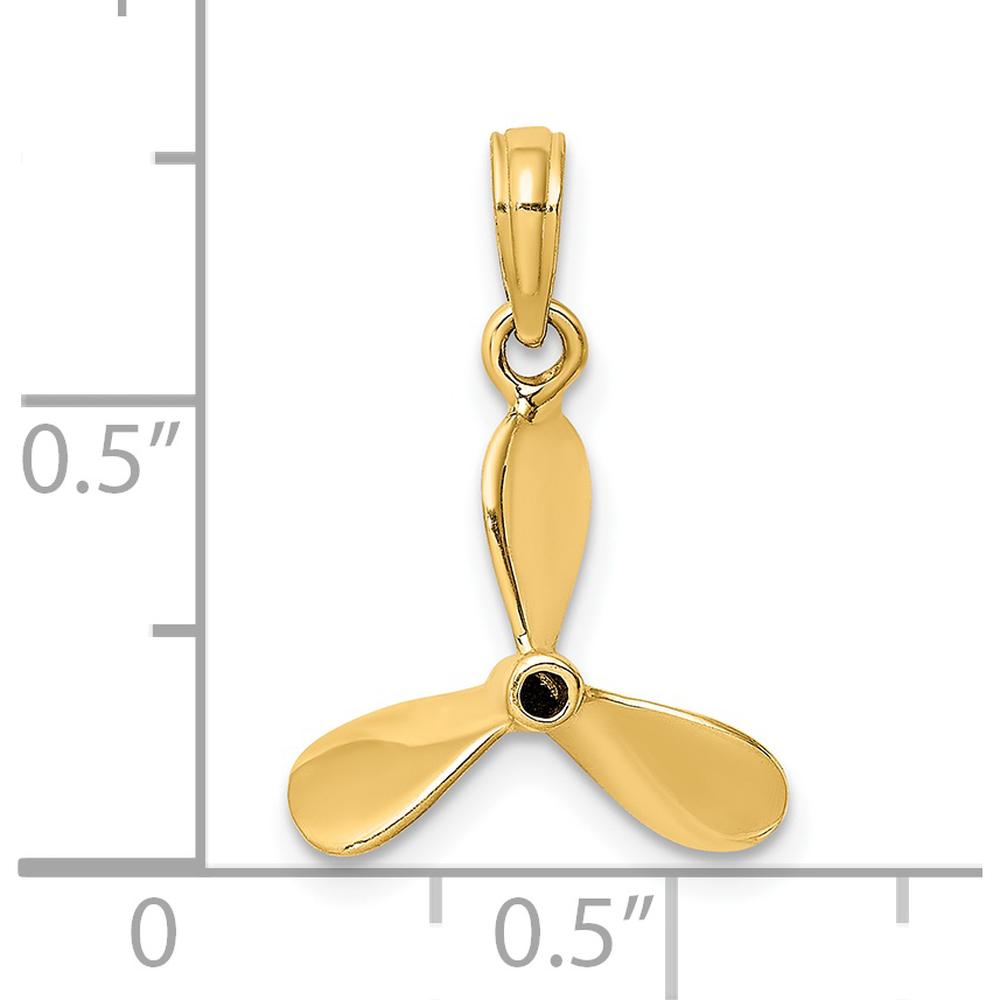 14K Yellow Gold 3D Propeller Charm Pendant - Aviation Inspired Design by Oro Pregiato