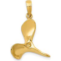 14K Yellow Gold 3D Propeller Pendant - Solid Gold Charm by Oro Pregiato