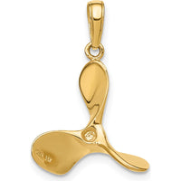 14K Yellow Gold 3D Propeller Pendant - Solid Gold Charm by Oro Pregiato