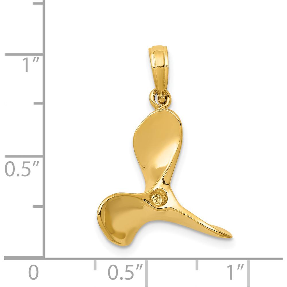 14K Yellow Gold 3D Propeller Pendant - Solid Gold Charm by Oro Pregiato