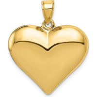 14K Yellow Gold 3D Puffed Heart Pendant with Polished Finish - 25mm Length by Oro Pregiato