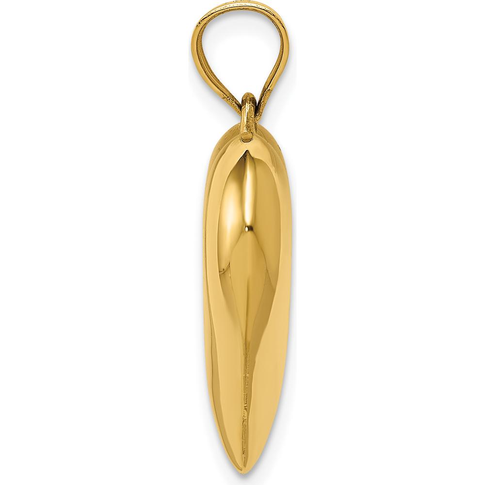 14K Yellow Gold 3D Puffed Heart Pendant with Polished Finish - 25mm Length by Oro Pregiato