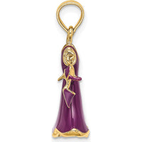 14K Yellow Gold 3D Purple Enamel Dress Charm with Moveable Shoe by Oro Pregiato