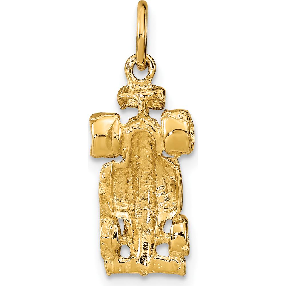 14K Yellow Gold 3D Race Car Charm Pendant