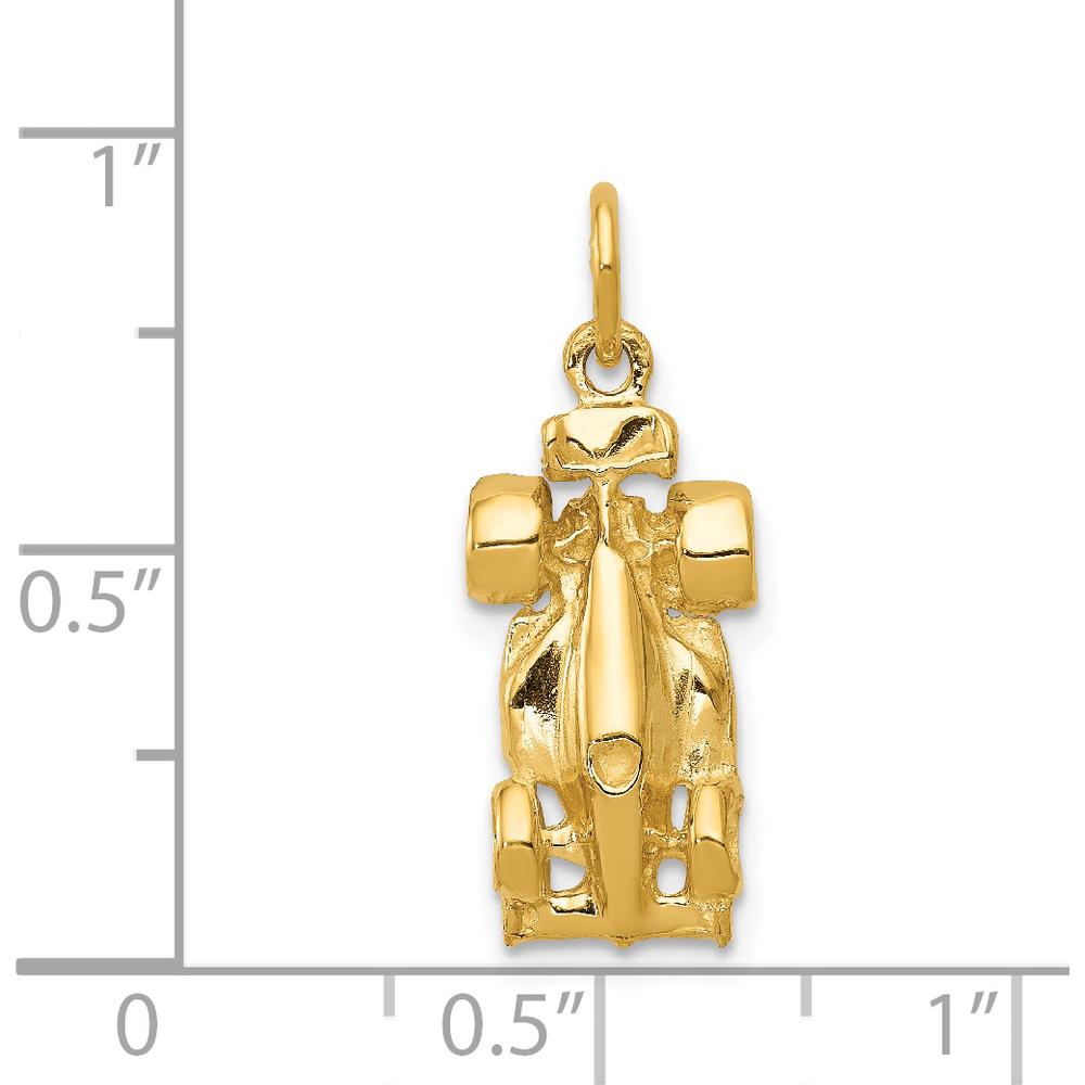 14K Yellow Gold 3D Race Car Charm Pendant