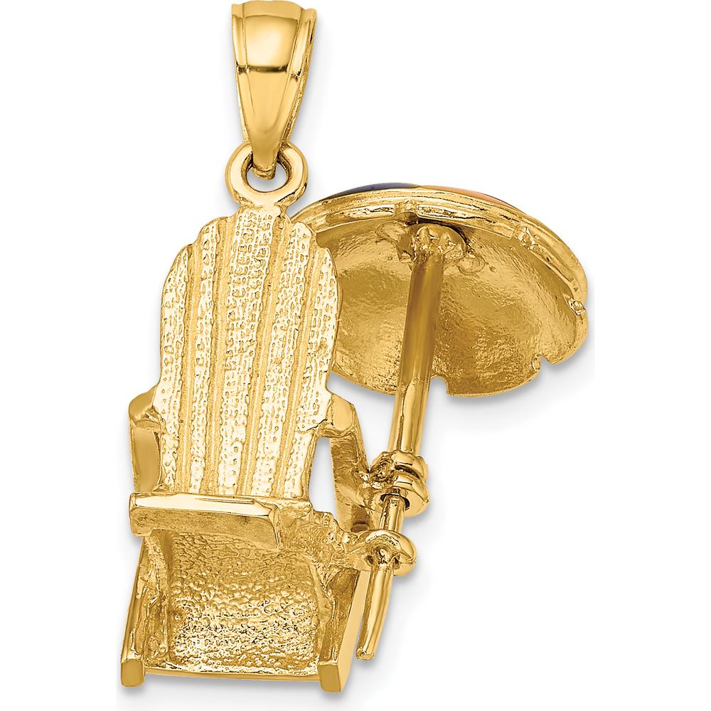 14K Yellow Gold 3D Rainbow Enameled Beach Chair and Umbrella Charm by Oro Pregiato
