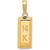 14K Yellow Gold 3D Rectangular Bar Pendant - Polished Finish by Oro Pregiato