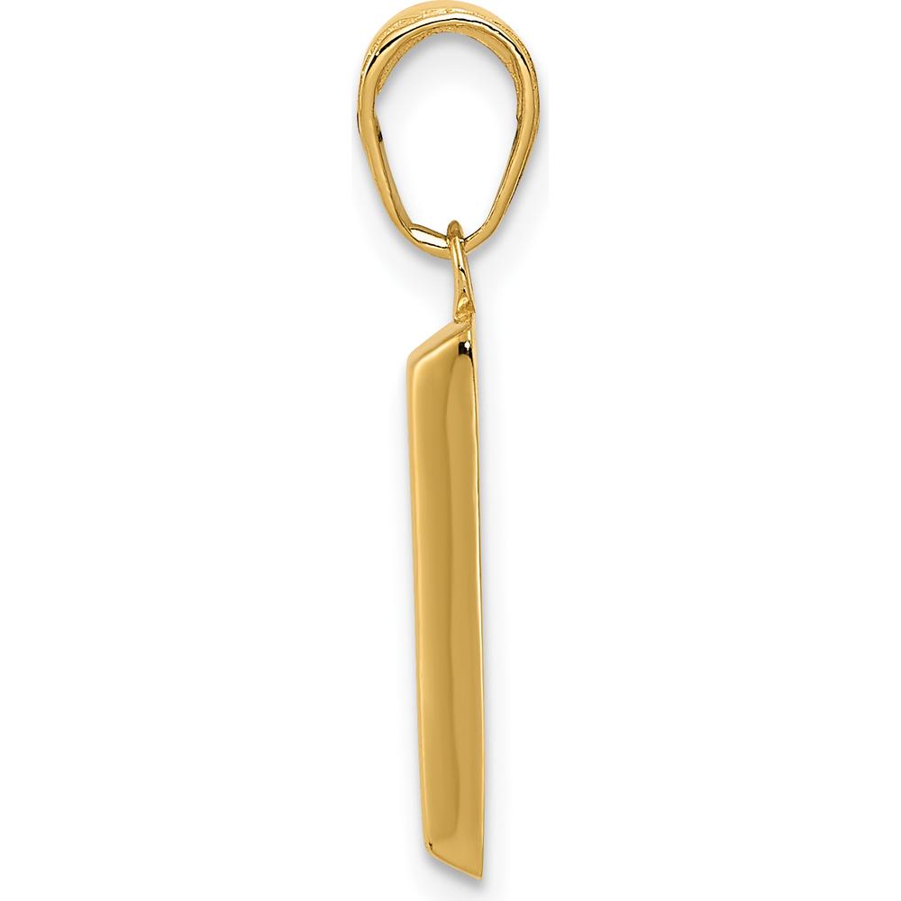 14K Yellow Gold 3D Rectangular Bar Pendant - Polished Finish by Oro Pregiato