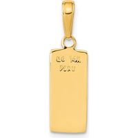 14K Yellow Gold 3D Rectangular Bar Pendant - Polished Finish by Oro Pregiato