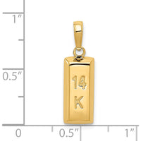 14K Yellow Gold 3D Rectangular Bar Pendant - Polished Finish by Oro Pregiato
