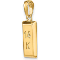 14K Yellow Gold 3D Rectangular Bar Pendant - Polished Finish by Oro Pregiato