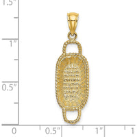 14K Yellow Gold 3D Rectangular Basket Charm Pendant with Double Handles by Oro Pregiato