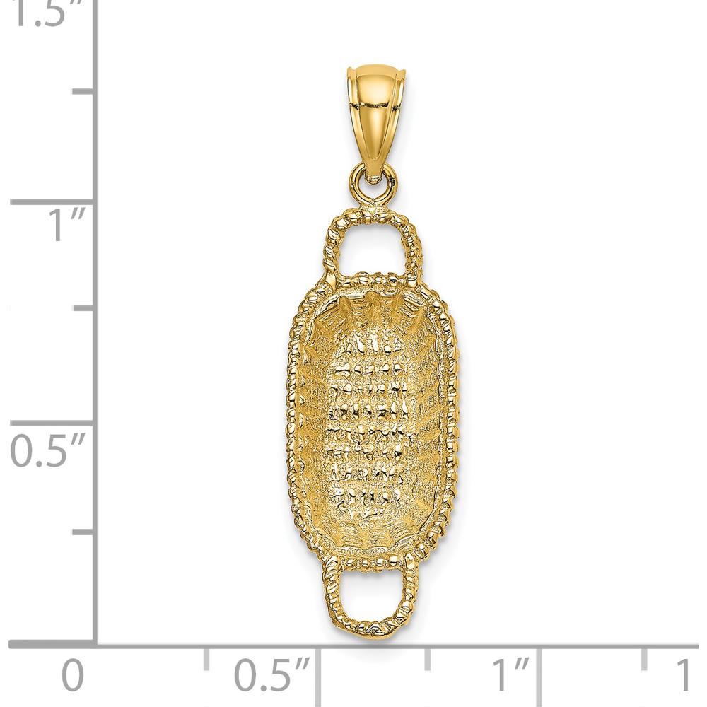 14K Yellow Gold 3D Rectangular Basket Charm Pendant with Double Handles by Oro Pregiato
