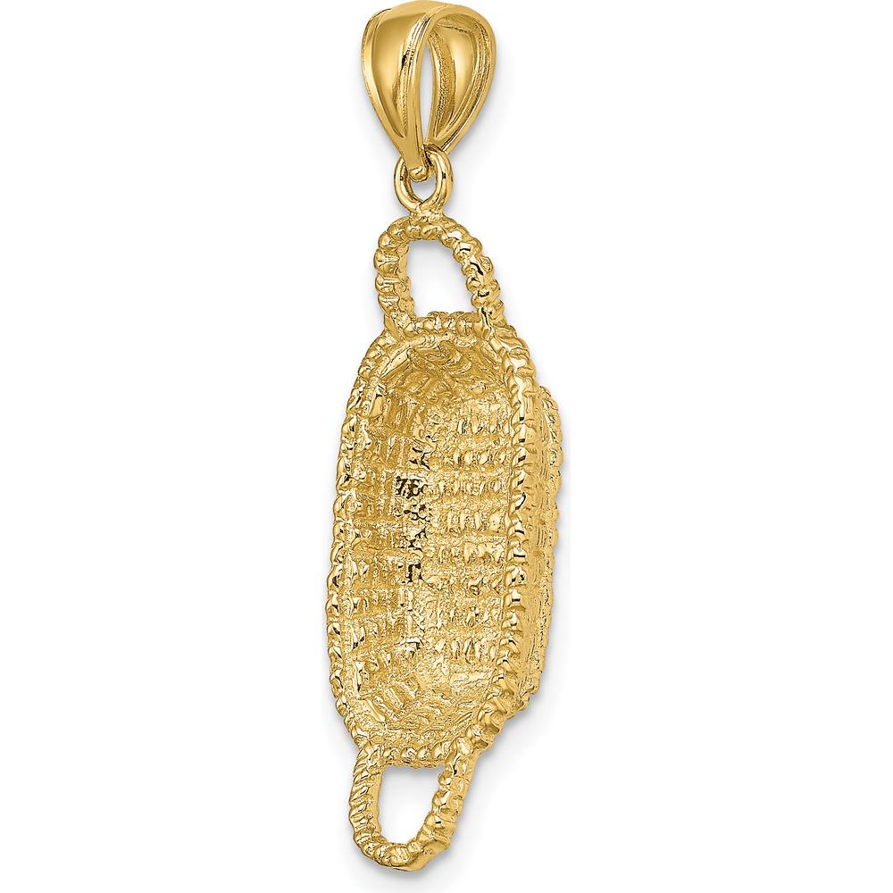 14K Yellow Gold 3D Rectangular Basket Charm Pendant with Double Handles by Oro Pregiato