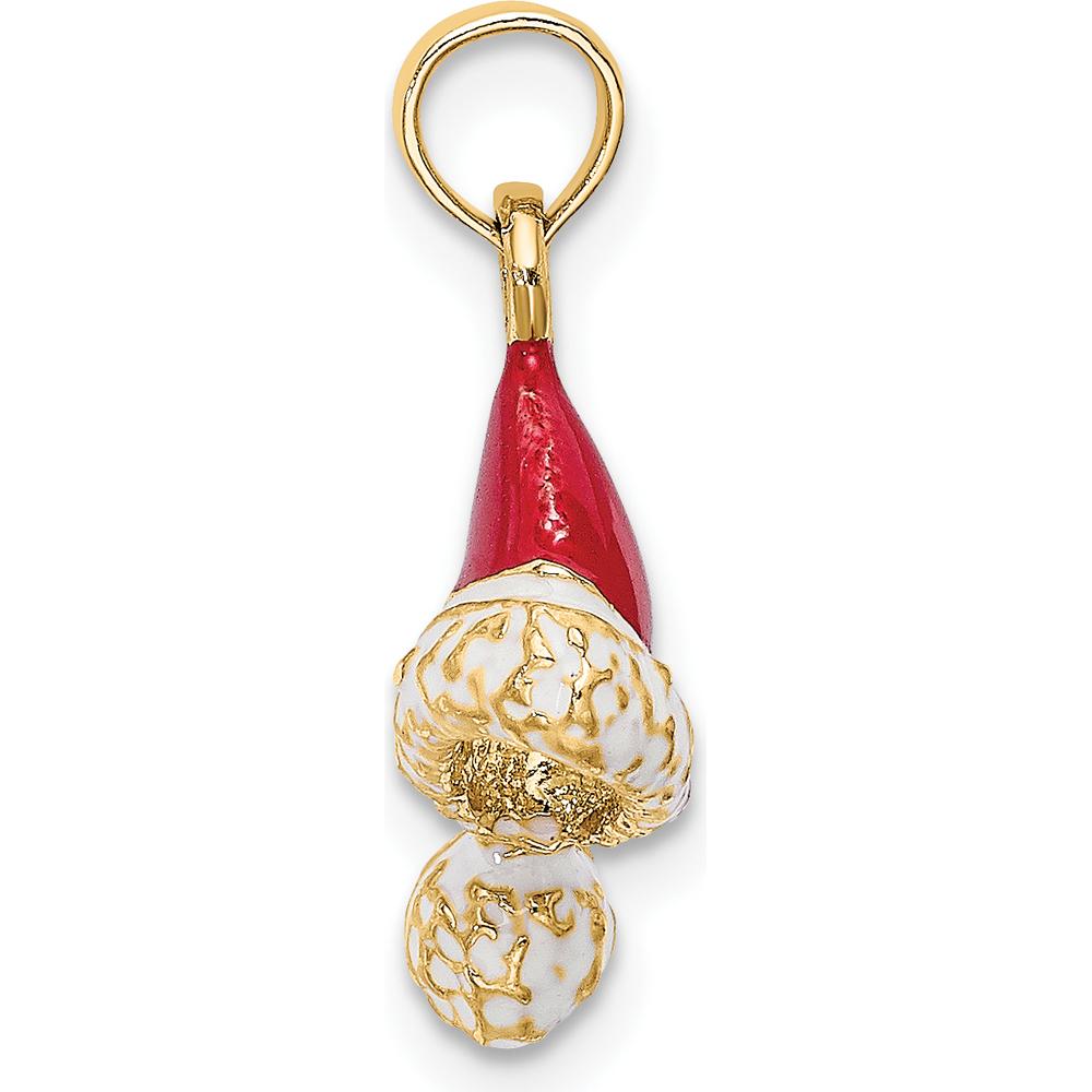 14K Yellow Gold 3D Red and White Enameled Santa Hat Charm - Holiday Pendant by Oro Pregiato