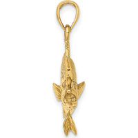 14K Yellow Gold 3D Red Snapper Fish Pendant with Textured Detailing by Oro Pregiato