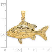 14K Yellow Gold 3D Red Snapper Fish Pendant with Textured Detailing by Oro Pregiato