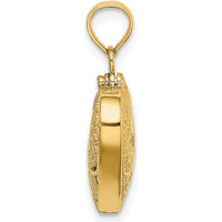 14K Yellow Gold 3D Reversible Filigree Heart Charm with Red Enamel Accents by Oro Pregiato