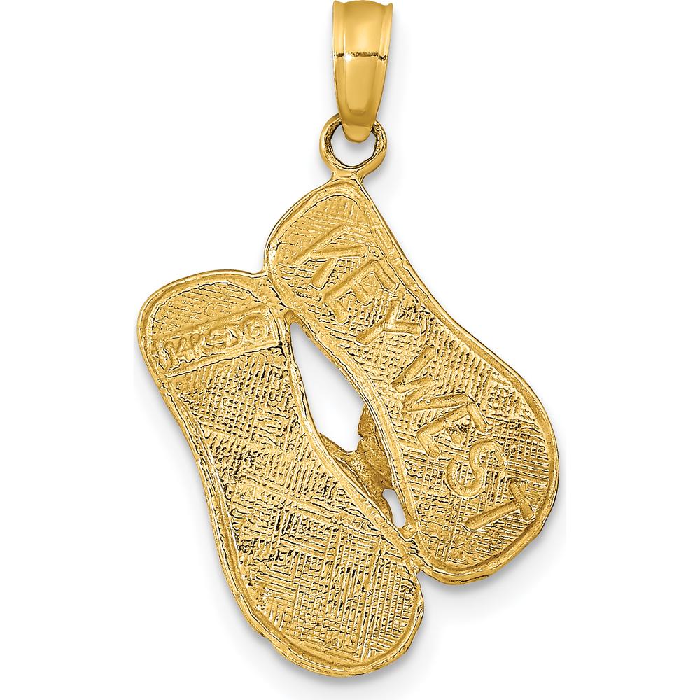 14K Yellow Gold 3D Reversible Flip Flops Pendant - Polished & Textured Design by Oro Pregiato