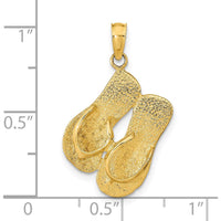 14K Yellow Gold 3D Reversible Flip Flops Pendant - Polished & Textured Design by Oro Pregiato