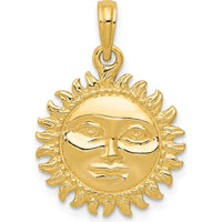 14K Yellow Gold 3D Reversible Sun Pendant - Polished Finish by Oro Pregiato