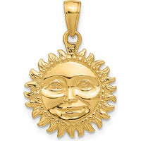 14K Yellow Gold 3D Reversible Sun Pendant - Polished Finish by Oro Pregiato