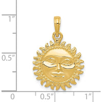 14K Yellow Gold 3D Reversible Sun Pendant - Polished Finish by Oro Pregiato