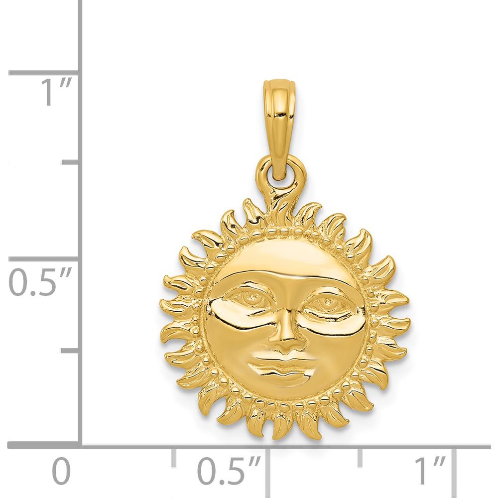 14K Yellow Gold 3D Reversible Sun Pendant - Polished Finish by Oro Pregiato