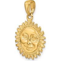 14K Yellow Gold 3D Reversible Sun Pendant - Polished Finish by Oro Pregiato