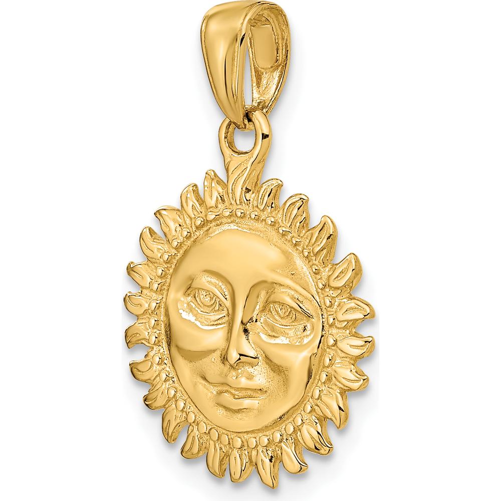 14K Yellow Gold 3D Reversible Sun Pendant - Polished Finish by Oro Pregiato