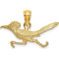 14K Yellow Gold 3D Road Runner Charm with Textured Finish - 26.7mm Width, 17.82mm Length by Oro Pregiato
