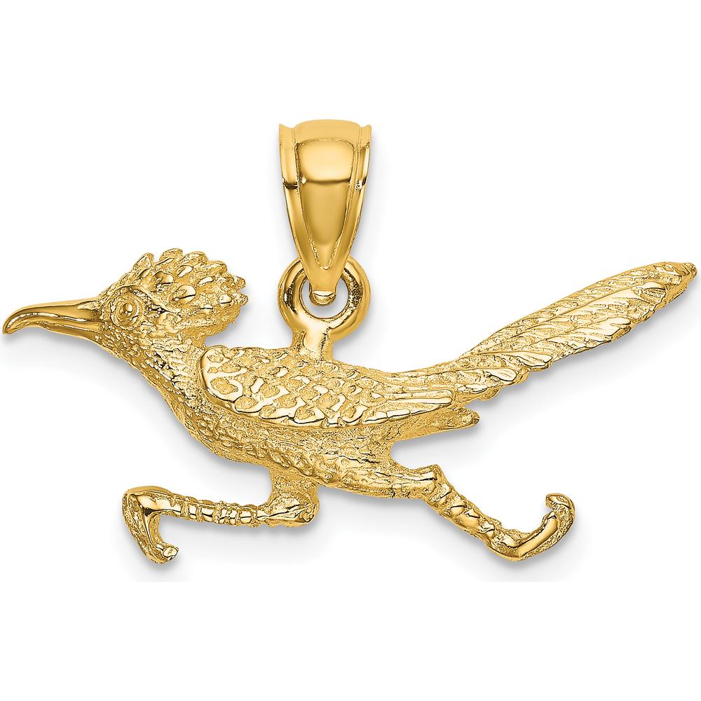 14K Yellow Gold 3D Road Runner Charm with Textured Finish - 26.7mm Width, 17.82mm Length by Oro Pregiato