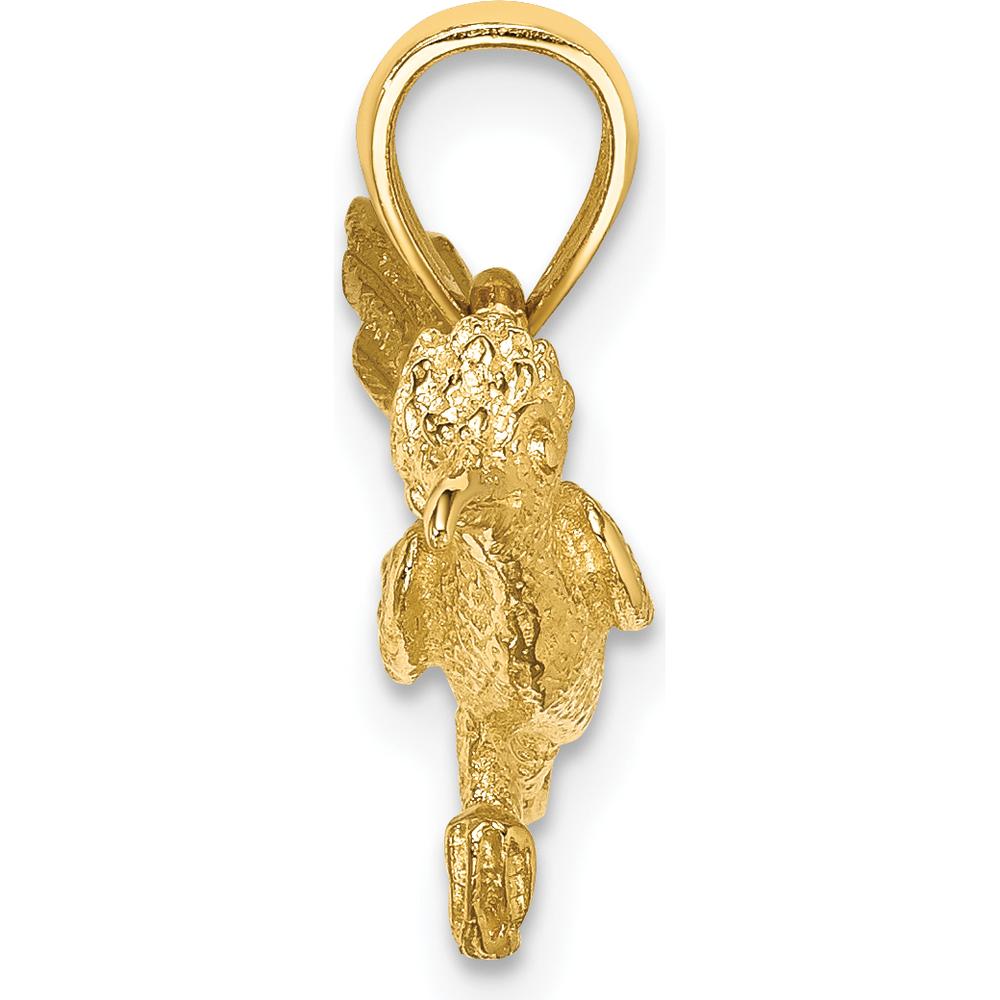 14K Yellow Gold 3D Road Runner Charm with Textured Finish - 26.7mm Width, 17.82mm Length by Oro Pregiato