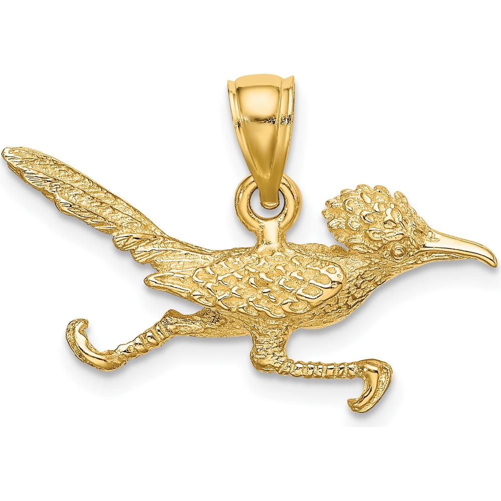 14K Yellow Gold 3D Road Runner Charm with Textured Finish - 26.7mm Width, 17.82mm Length by Oro Pregiato