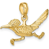 14K Yellow Gold 3D Road Runner Charm with Textured Finish - 26.7mm Width, 17.82mm Length by Oro Pregiato