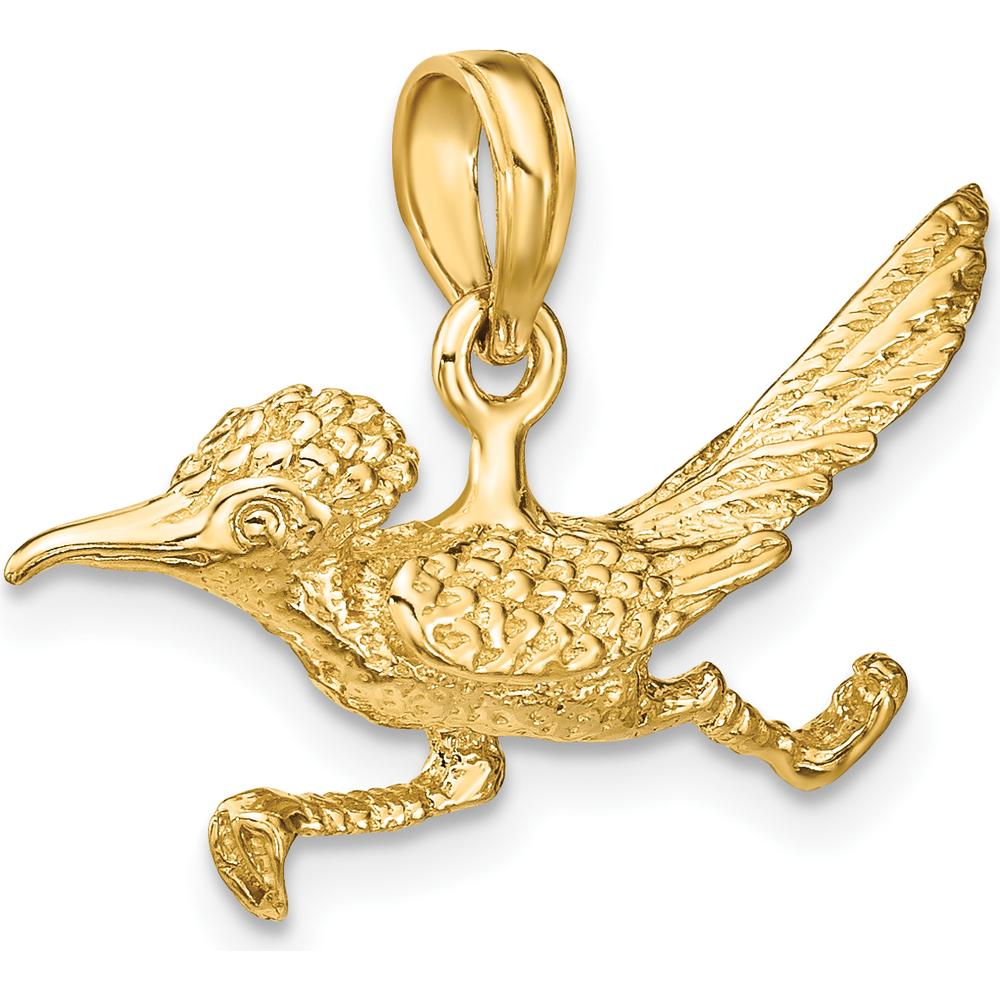 14K Yellow Gold 3D Road Runner Charm with Textured Finish - 26.7mm Width, 17.82mm Length by Oro Pregiato