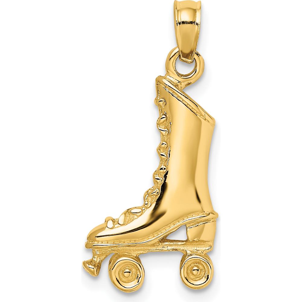 14K Yellow Gold 3D Roller Skate Charm Pendant with Textured Finish by Oro Pregiato