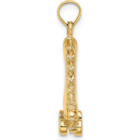 14K Yellow Gold 3D Roller Skate Charm Pendant with Textured Finish by Oro Pregiato