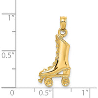 14K Yellow Gold 3D Roller Skate Charm Pendant with Textured Finish by Oro Pregiato