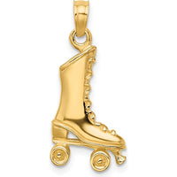 14K Yellow Gold 3D Roller Skate Charm Pendant with Textured Finish by Oro Pregiato