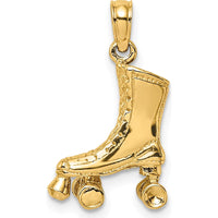 14K Yellow Gold 3D Roller Skate Pendant Charm - Polished Finish by Oro Pregiato