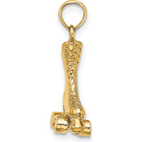 14K Yellow Gold 3D Roller Skate Pendant Charm - Polished Finish by Oro Pregiato