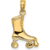 14K Yellow Gold 3D Roller Skate Pendant Charm - Polished Finish by Oro Pregiato