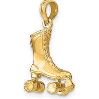 14K Yellow Gold 3D Roller Skate Pendant Charm - Polished Finish by Oro Pregiato