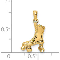 14K Yellow Gold 3D Roller Skate Pendant Charm - Polished Finish by Oro Pregiato