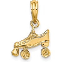 14K Yellow Gold 3D Roller Skate Pendant Charm with Textured Finish by Oro Pregiato