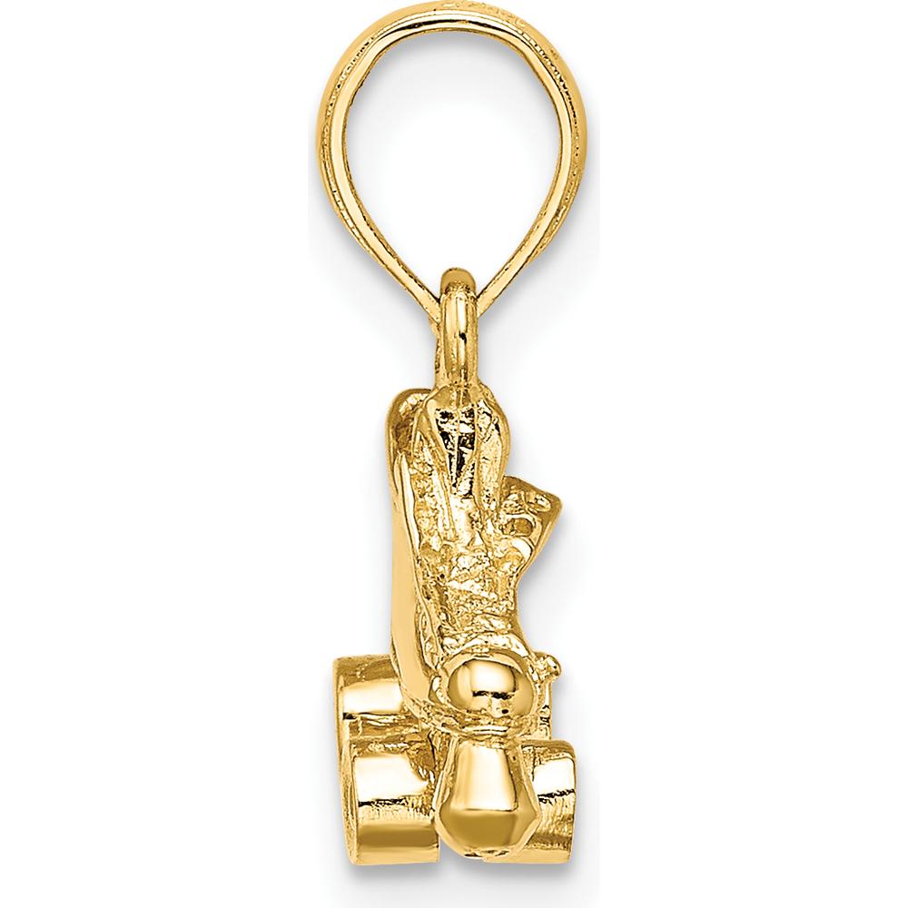 14K Yellow Gold 3D Roller Skate Pendant Charm with Textured Finish by Oro Pregiato