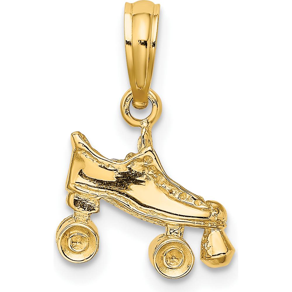 14K Yellow Gold 3D Roller Skate Pendant Charm with Textured Finish by Oro Pregiato